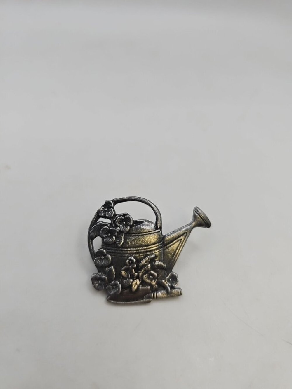 Vtg BROOCH/Pin YEAR 2000 /Signed Birds & Bloom Watering Can Limited Edition